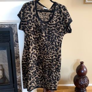 Calvin Klein knit sweater dress, short sleeve with knitted belt L